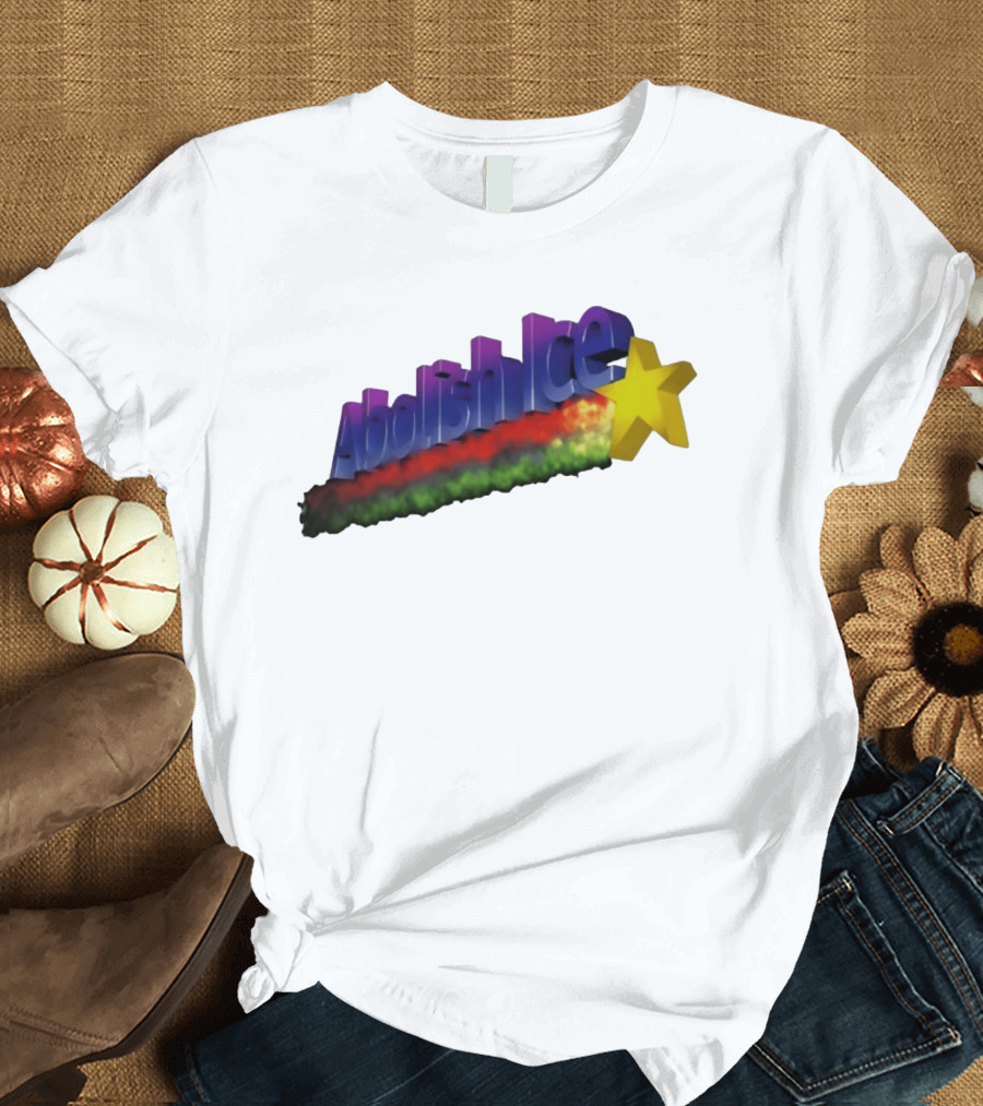 Abolish ICE Star Bold Text With Colorful Gradient And 3D Effect T-Shirt