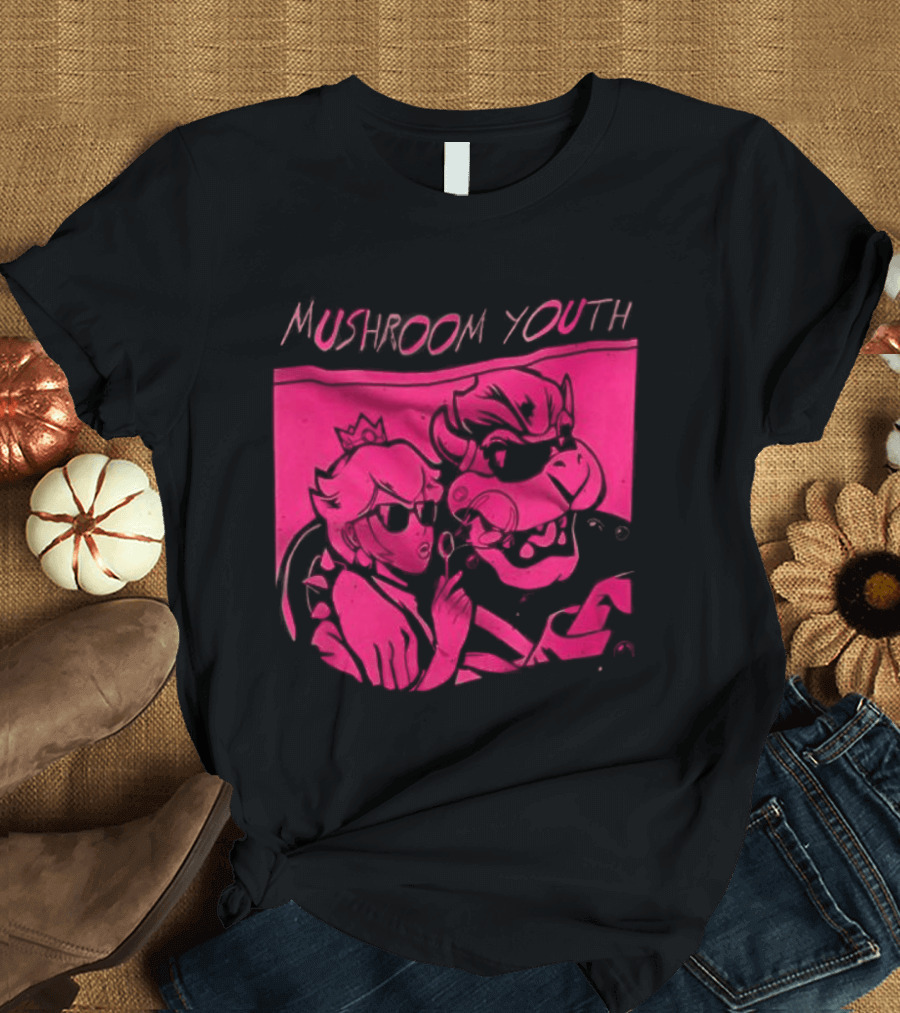 Mushroom Youth Cartoon Cow And Girl Friends Pop T-Shirt