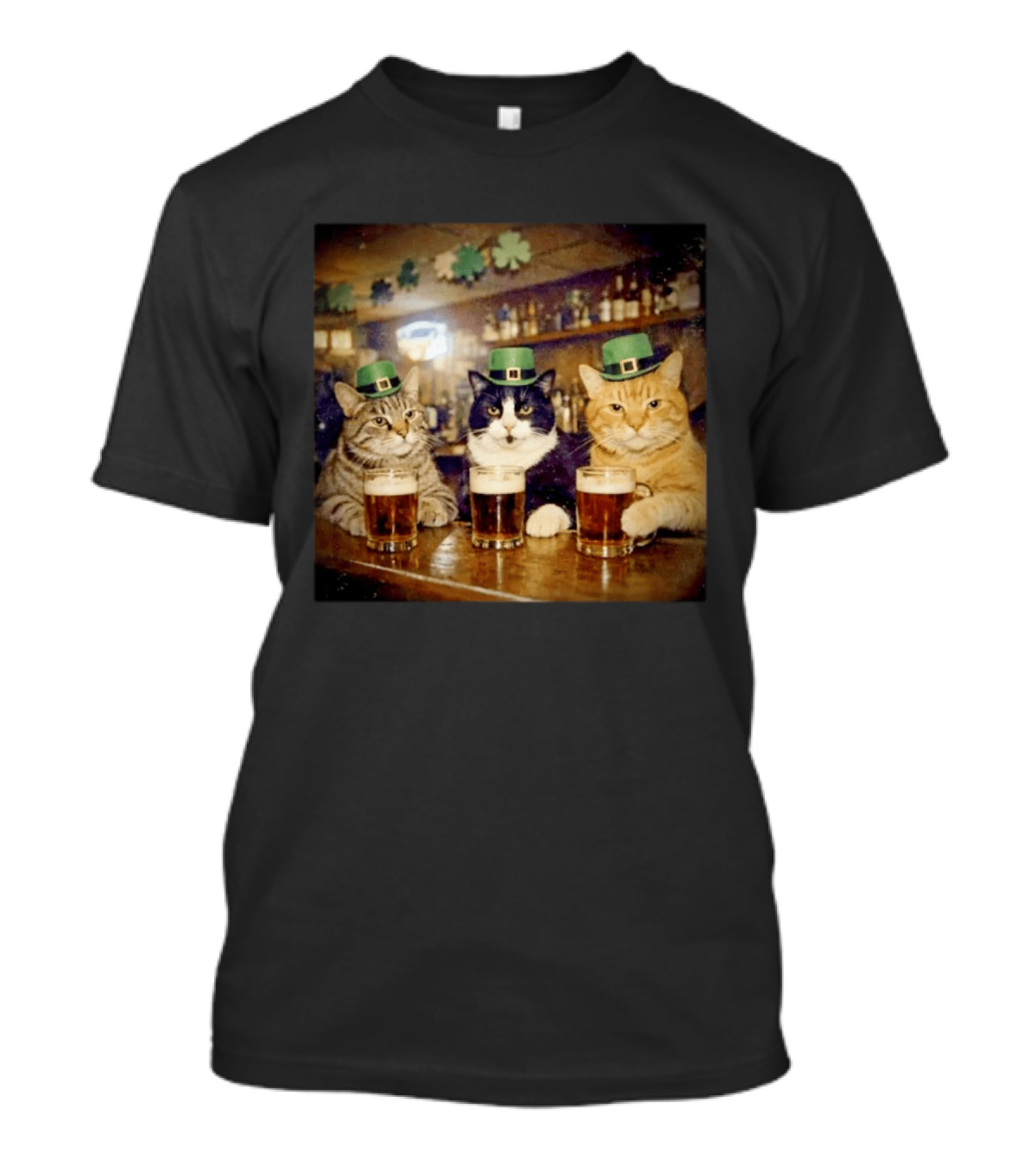 Saint Patrick's Day Cats With Green Hats Cheers T-Shirt