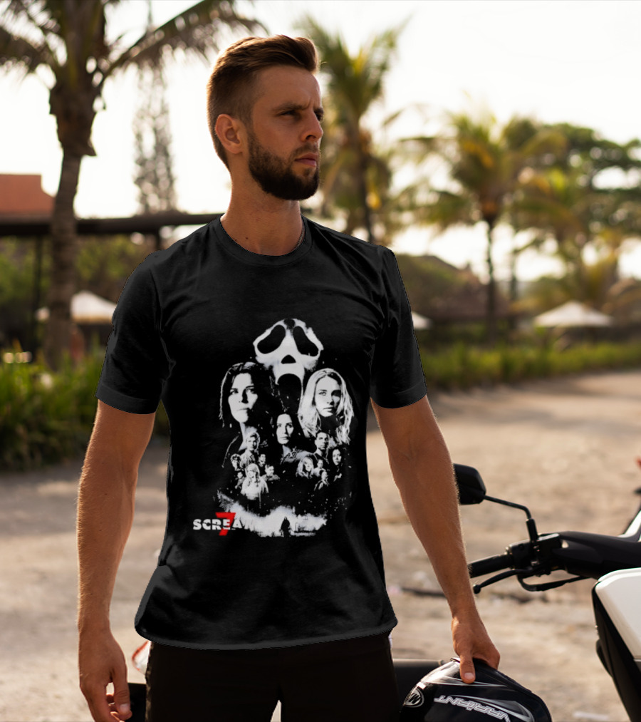 Scream 7 30th Anniversary Kill Tour 2026 Ghostface Mask Collage T-Shirt