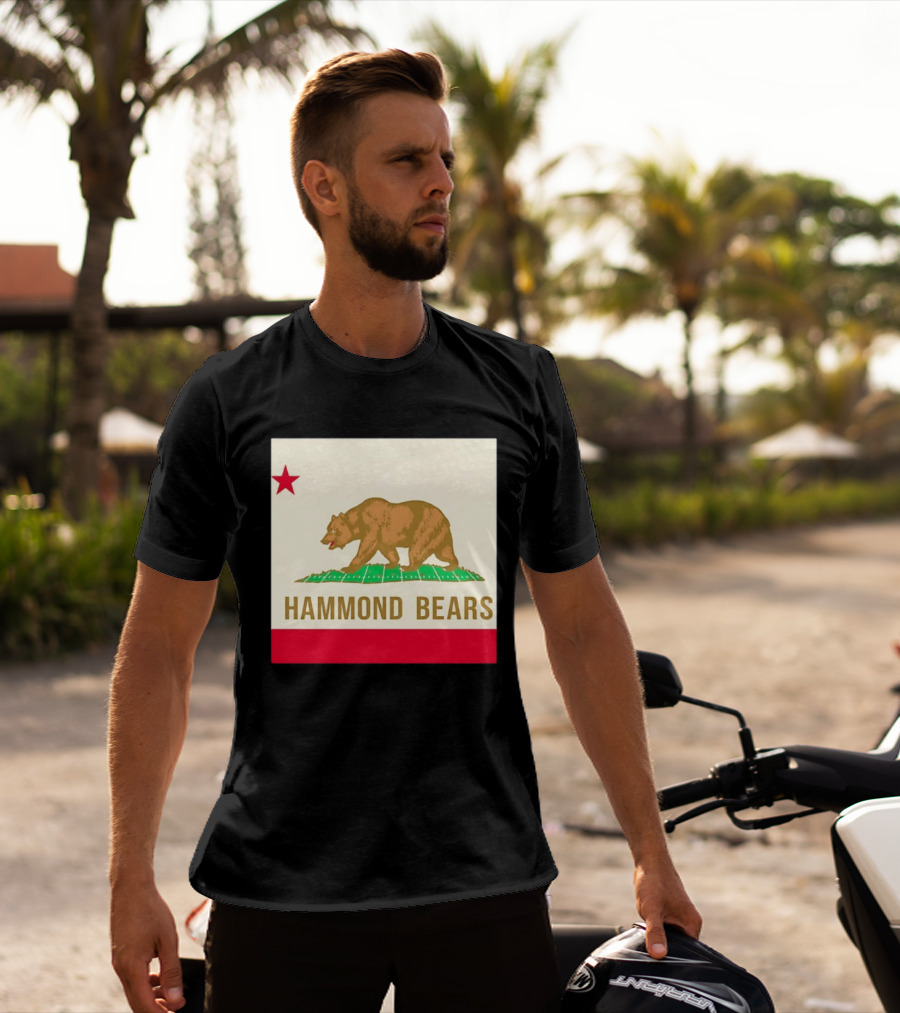 Hammond Bears California Flag Red Star Bear Image T-Shirt