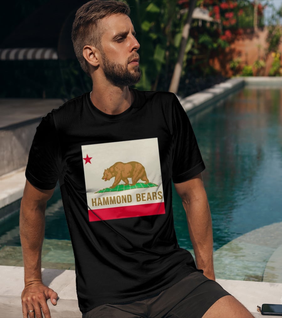 Hammond Bears California Flag Red Star Bear Image T-Shirt