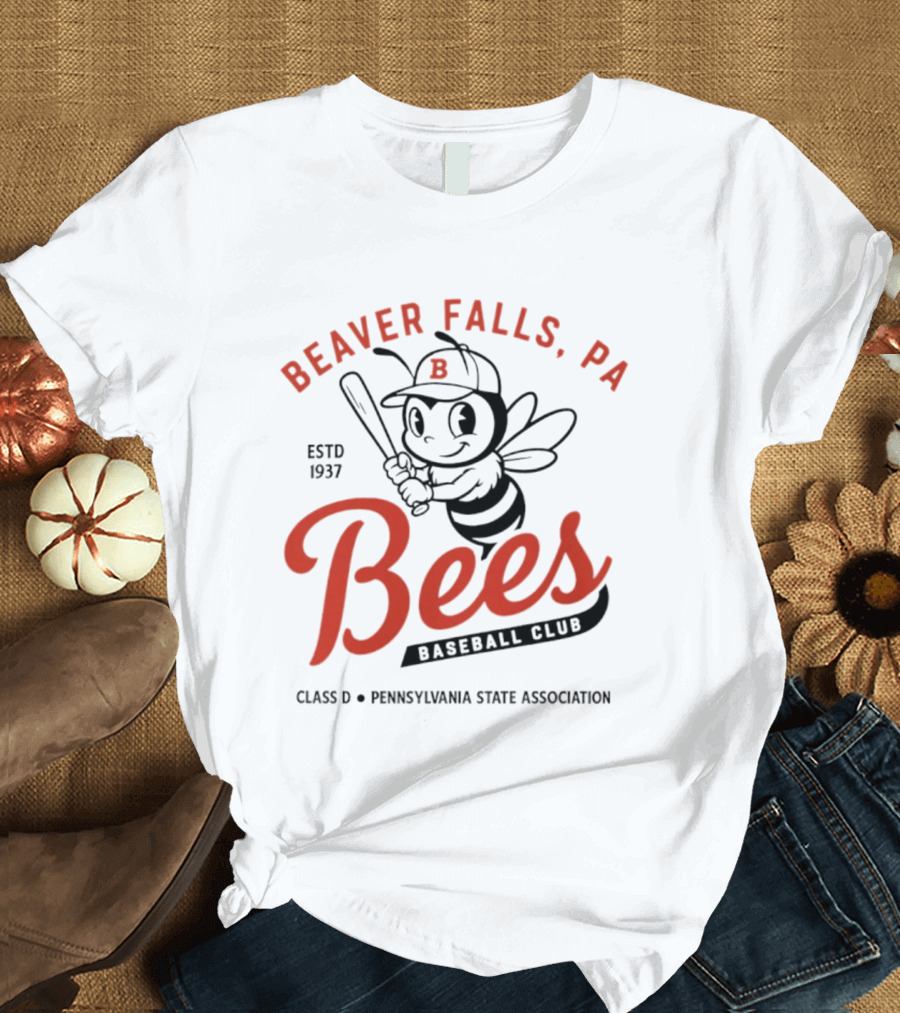 Beaver Falls PA Bees Baseball Club Estd 1937 Class D Pennsylvania State Association T-Shirt