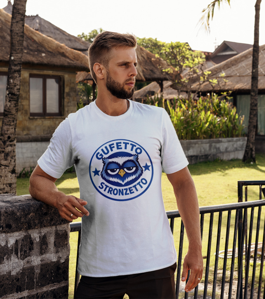 Gufetto Stronzetto Owl Blue Circle T-Shirt
