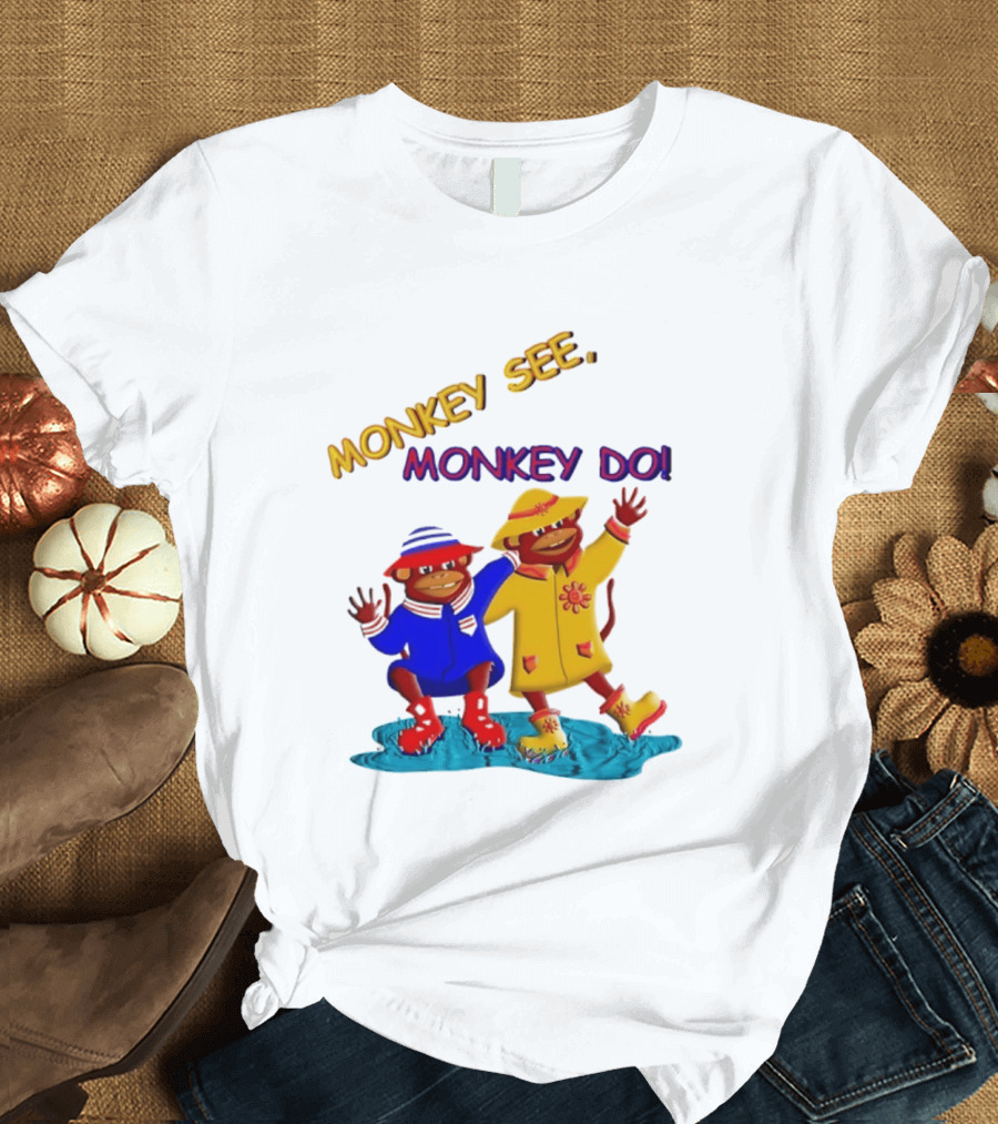Monkey See Monkey Do Raincoat Monkeys Fun Kids Wear T-Shirt