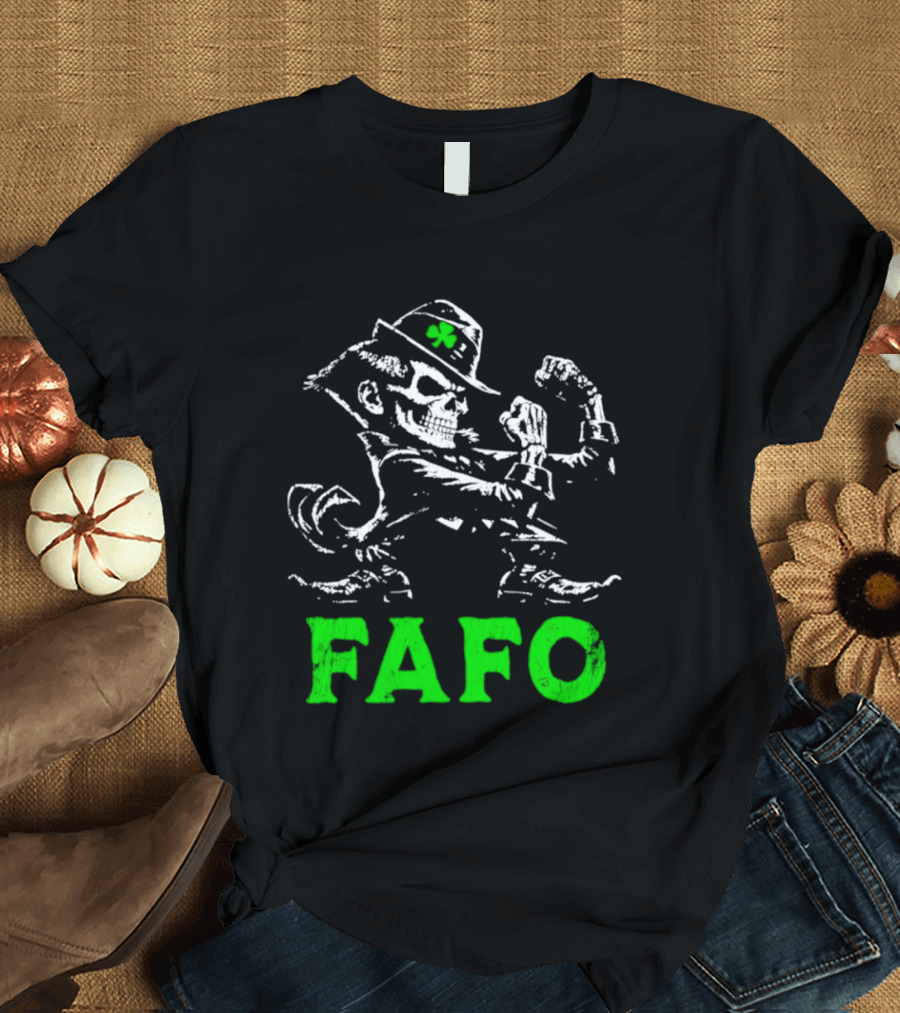 FAFO Skeleton Leprechaun Flexing St Patrick's Day T-Shirt