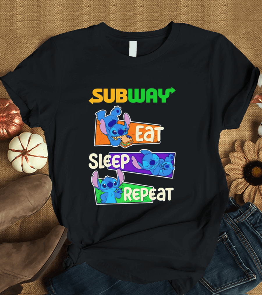 Subway X Stitch Eat Sleep Repeat T-Shirt