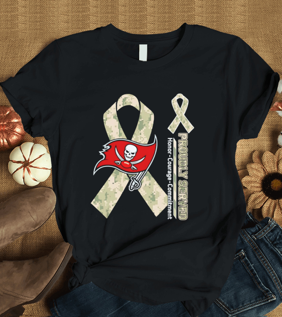 Tampa Bay Buccaneers Proudly Served Military Support Honor Courage Commitment Ribbon T-Shirt