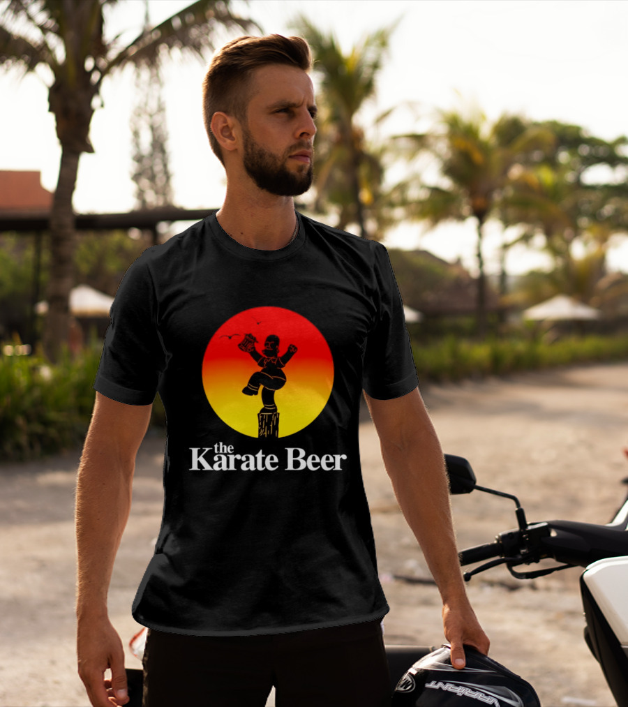 The Karate Beer Sunset Crane Pose Beer T-Shirt