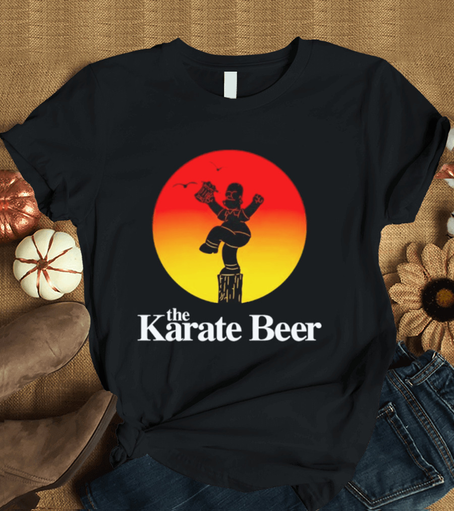 The Karate Beer Sunset Crane Pose Beer T-Shirt