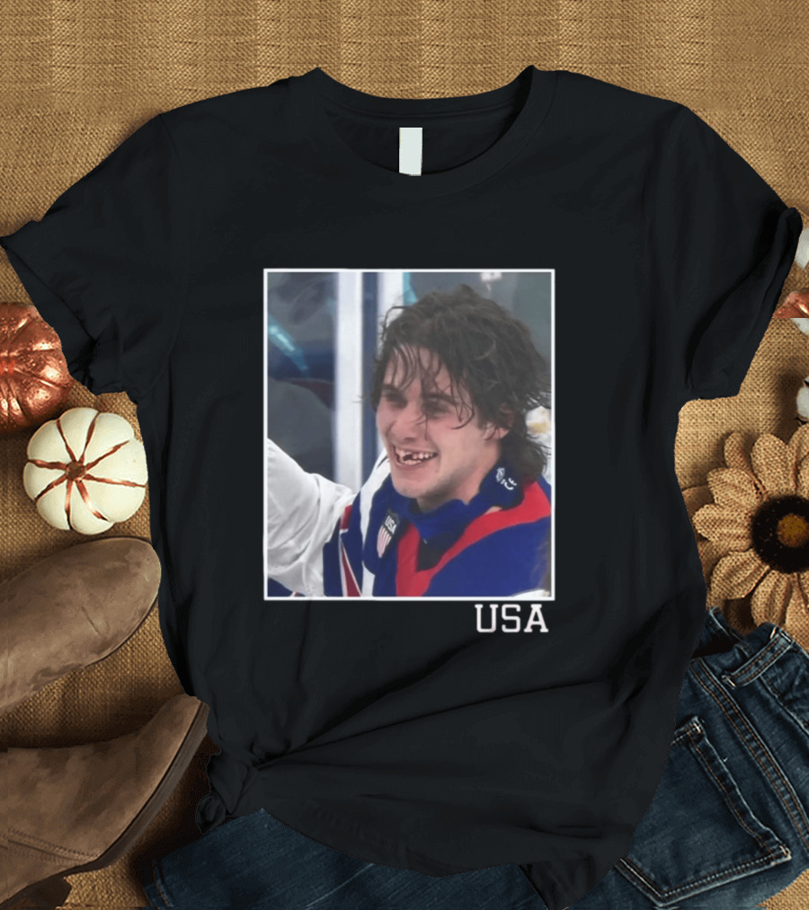 Jack Hughes USA Hockey Toothless Smile T-Shirt