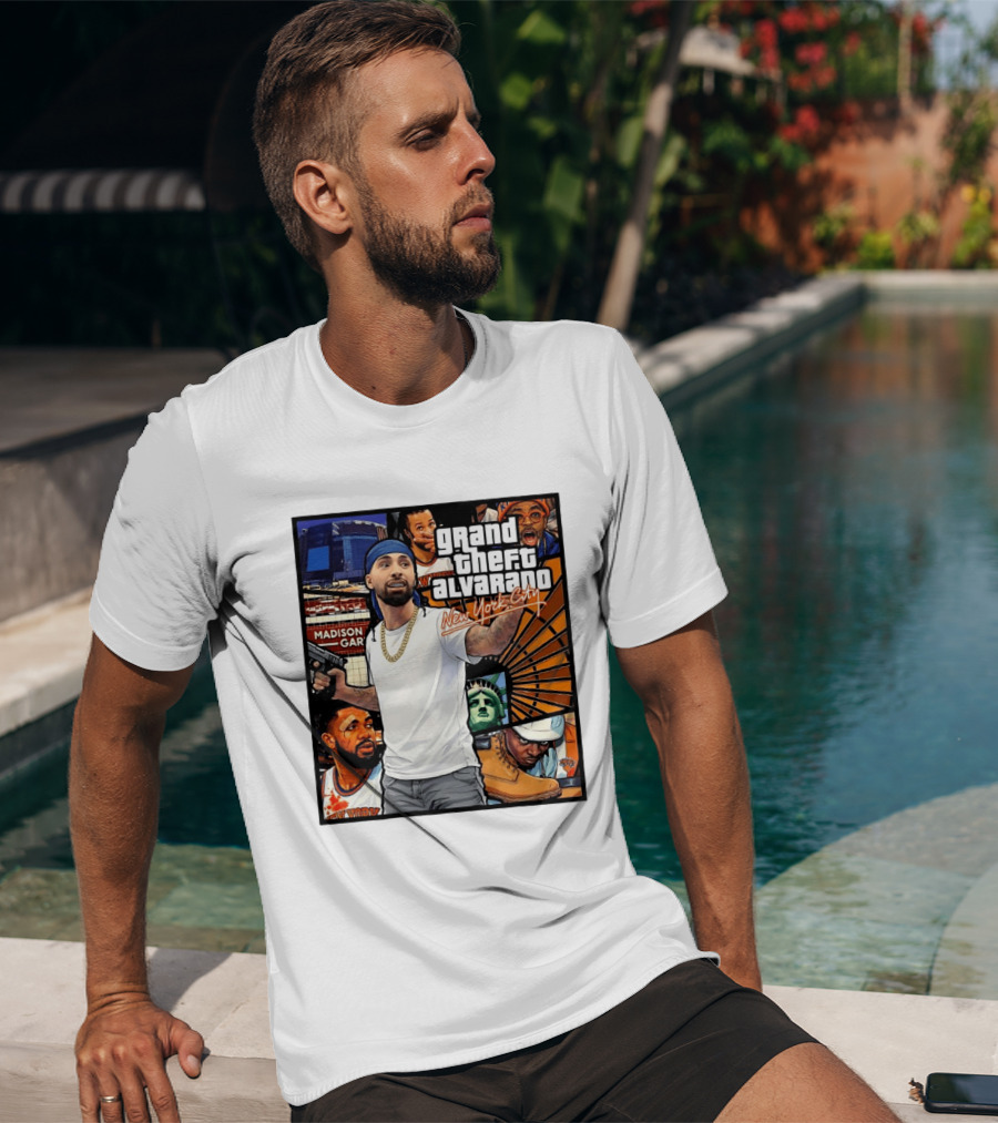 Grand Theft Alvarado New York City Madison Square Garden Statue Of Liberty T-Shirt