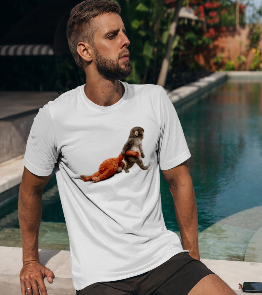 Punch The Monkey Baby Monkey Dragging Toy T-Shirt