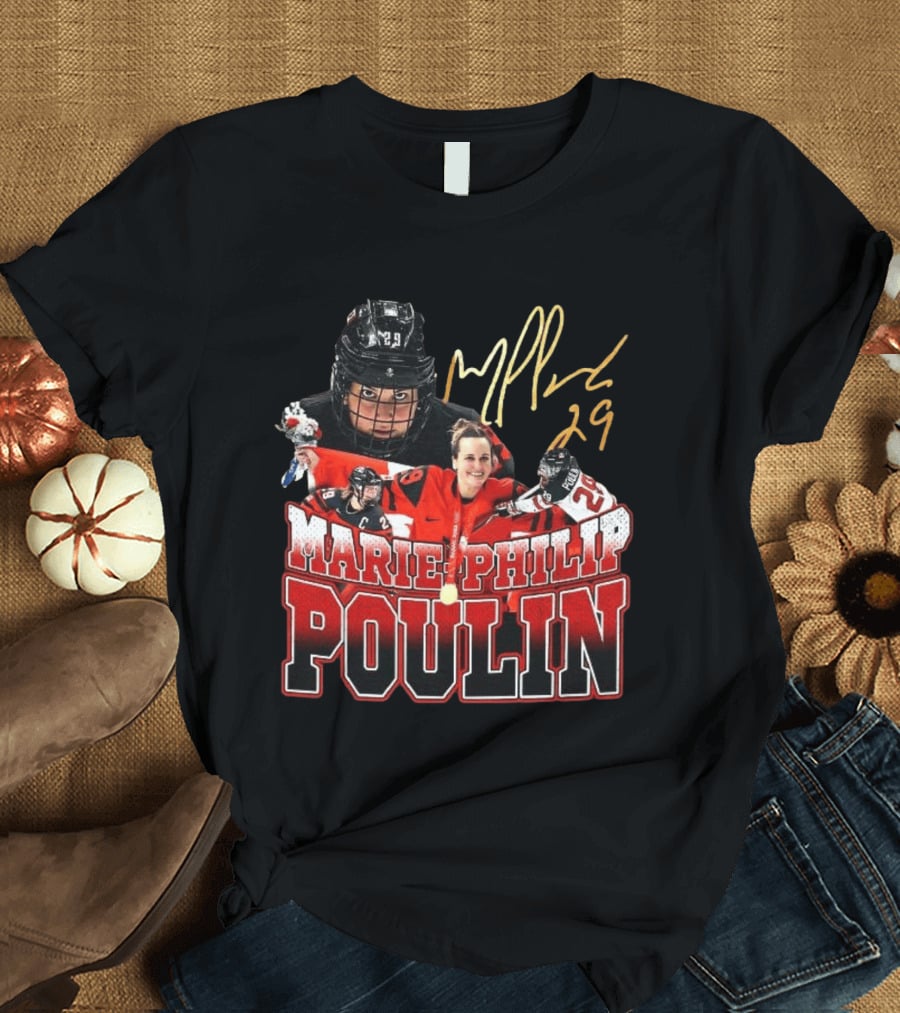 Marie Philip Poulin 29 Women's Ice Hockey Gold Medalist Signature T-Shirt