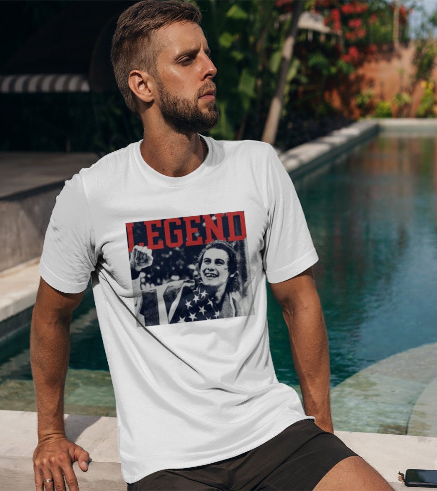 The Ice Sacrifice Jack Hughes Legend Fist Raised American Flag T-Shirt