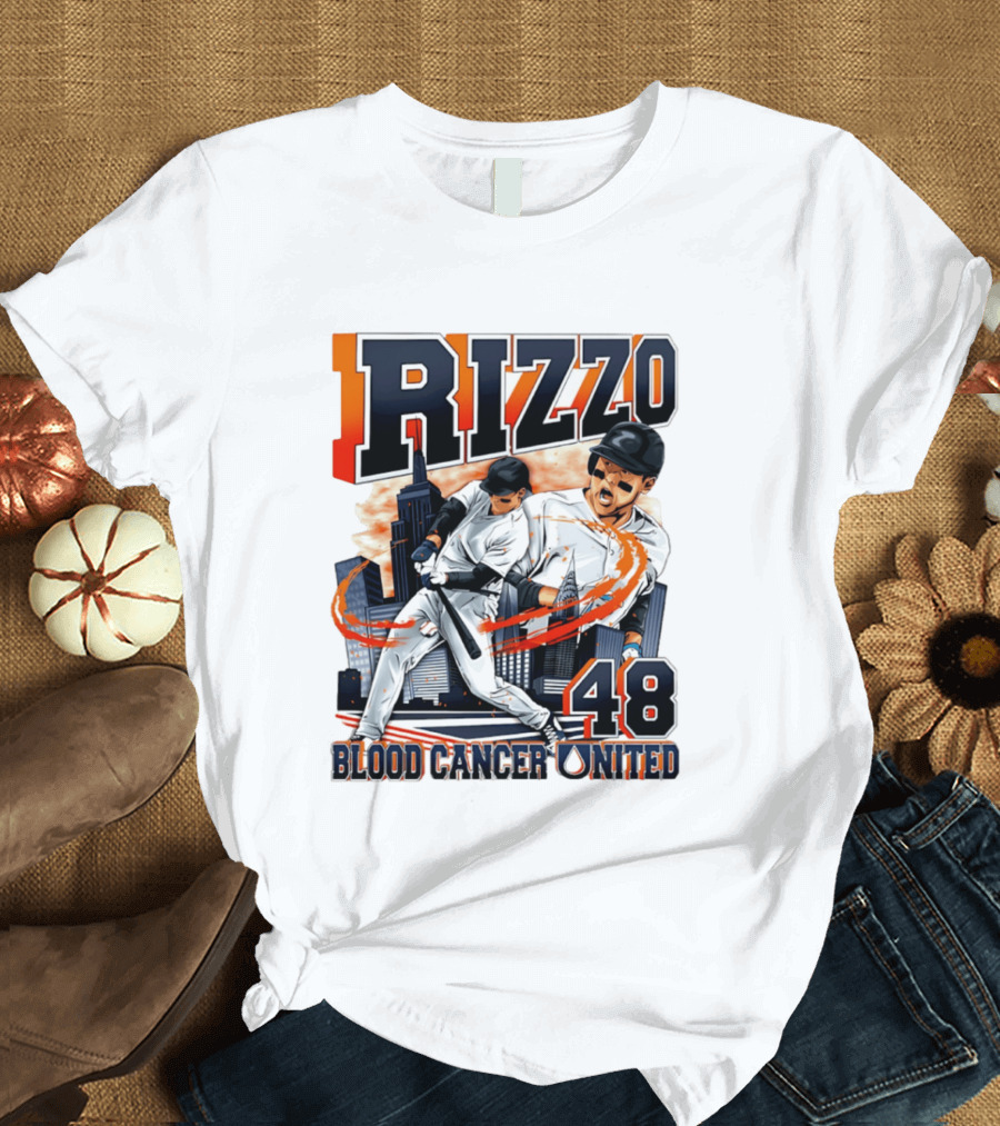 Rizzo 48 Blood Cancer United Hand Drawn Baseball T-Shirt