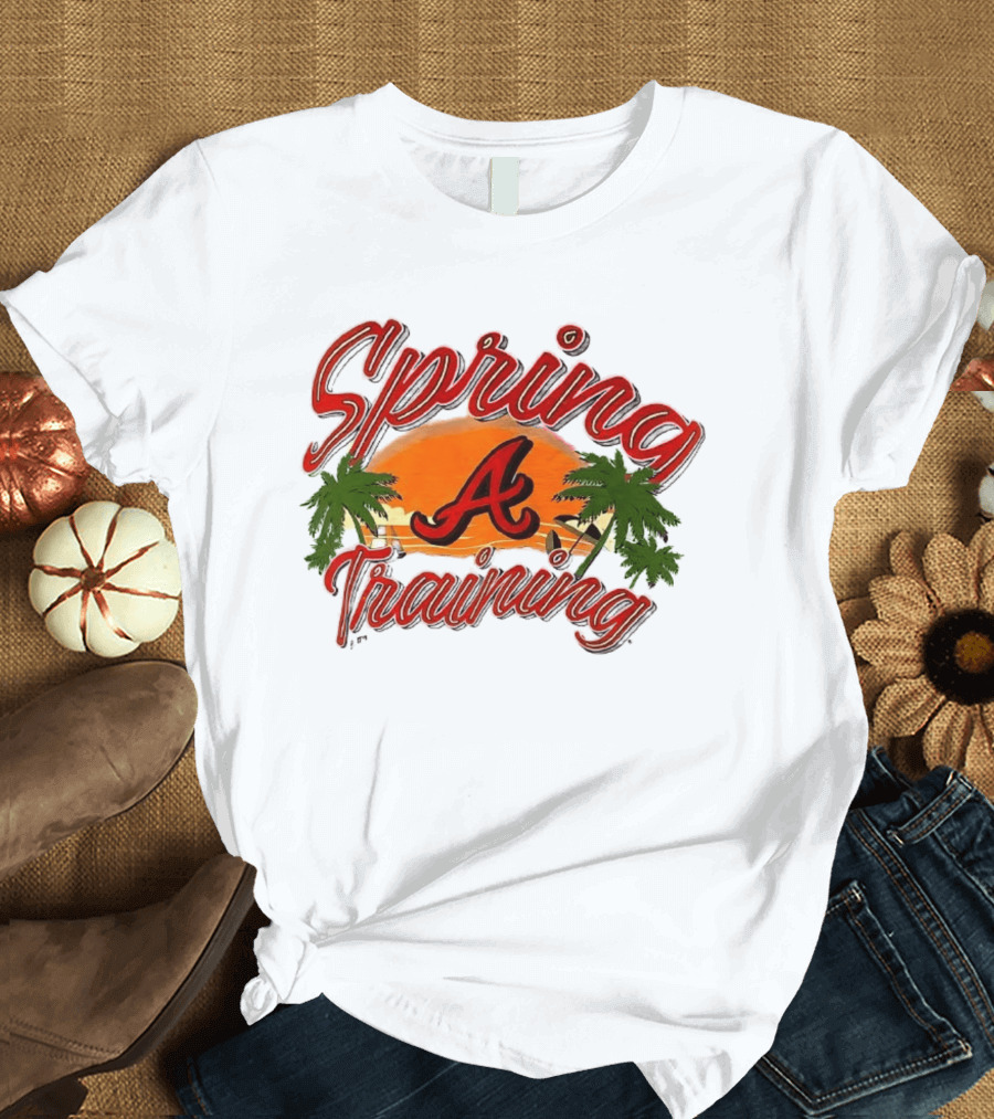 Atlanta Braves Spring Training Sunset Logo Palm Trees T-Shirt