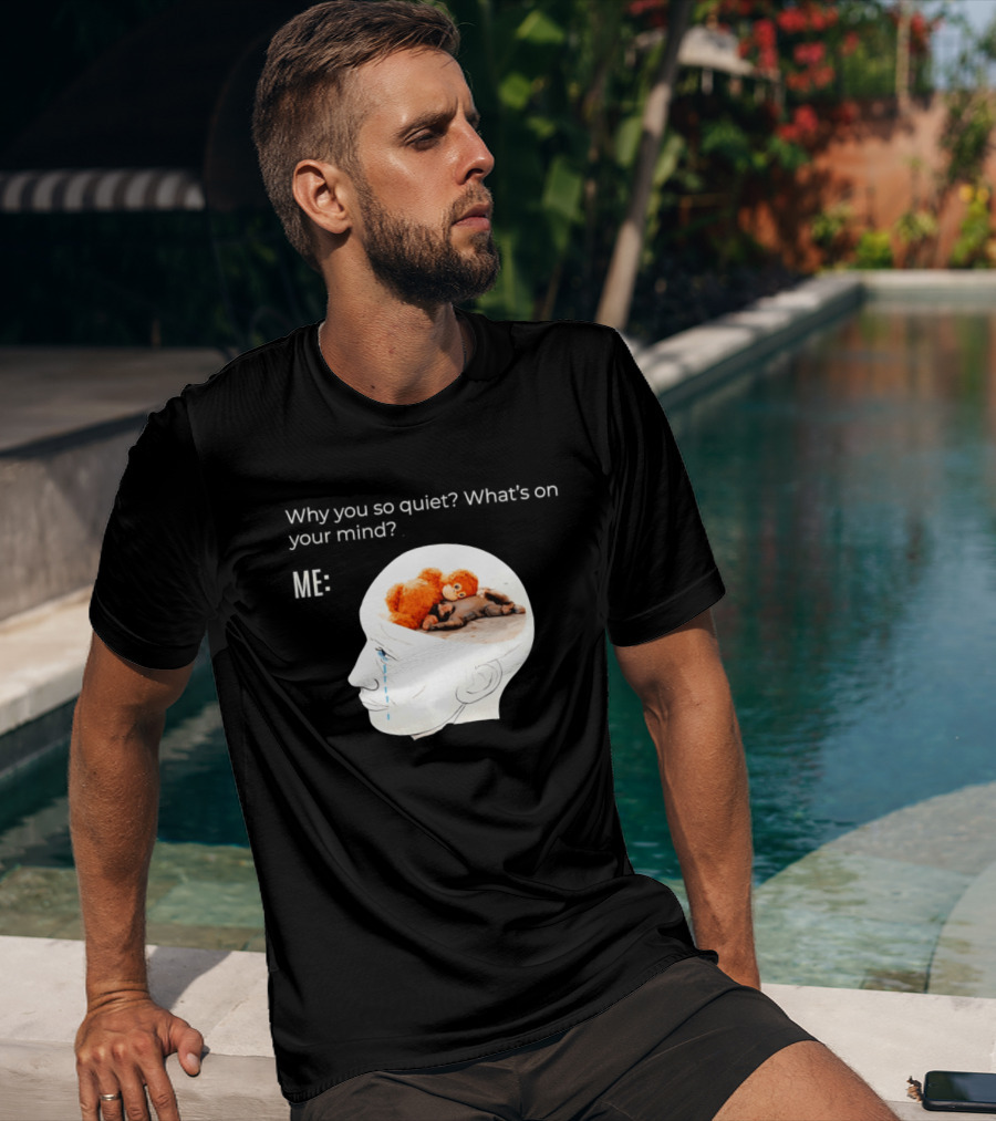 Punch Monkey Why You So Quiet What's On Your Mind Quirky Plush Toy Headspace T-Shirt