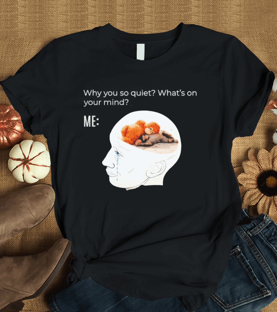 Punch Monkey Why You So Quiet What's On Your Mind Quirky Plush Toy Headspace T-Shirt