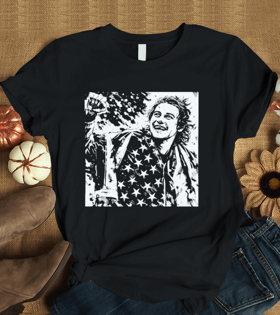 Team USA Men's Hockey Stars Golden Goal Jack Hughes Victory T-Shirt