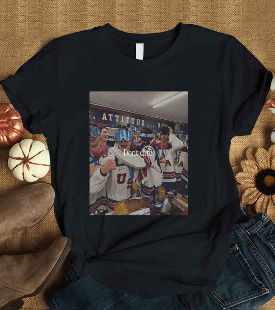 USA Hockey Attitude Dont Care Team Celebration T-Shirt