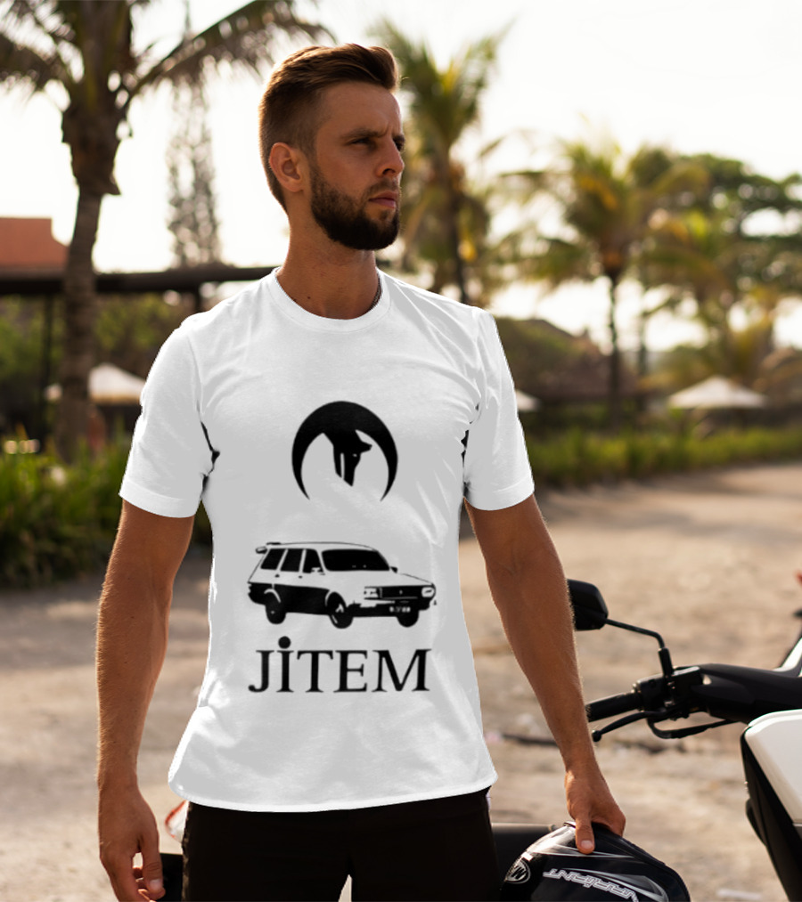 Jitem Beyaz Toros Wolf Symbol Oversize T-Shirt