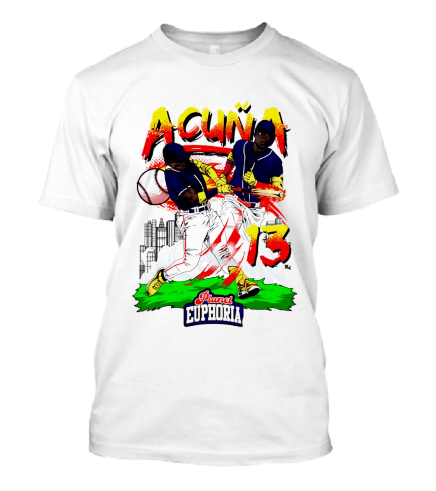 Acuna Euphoria Atlanta Braves 13 Hand Drawn T-Shirt