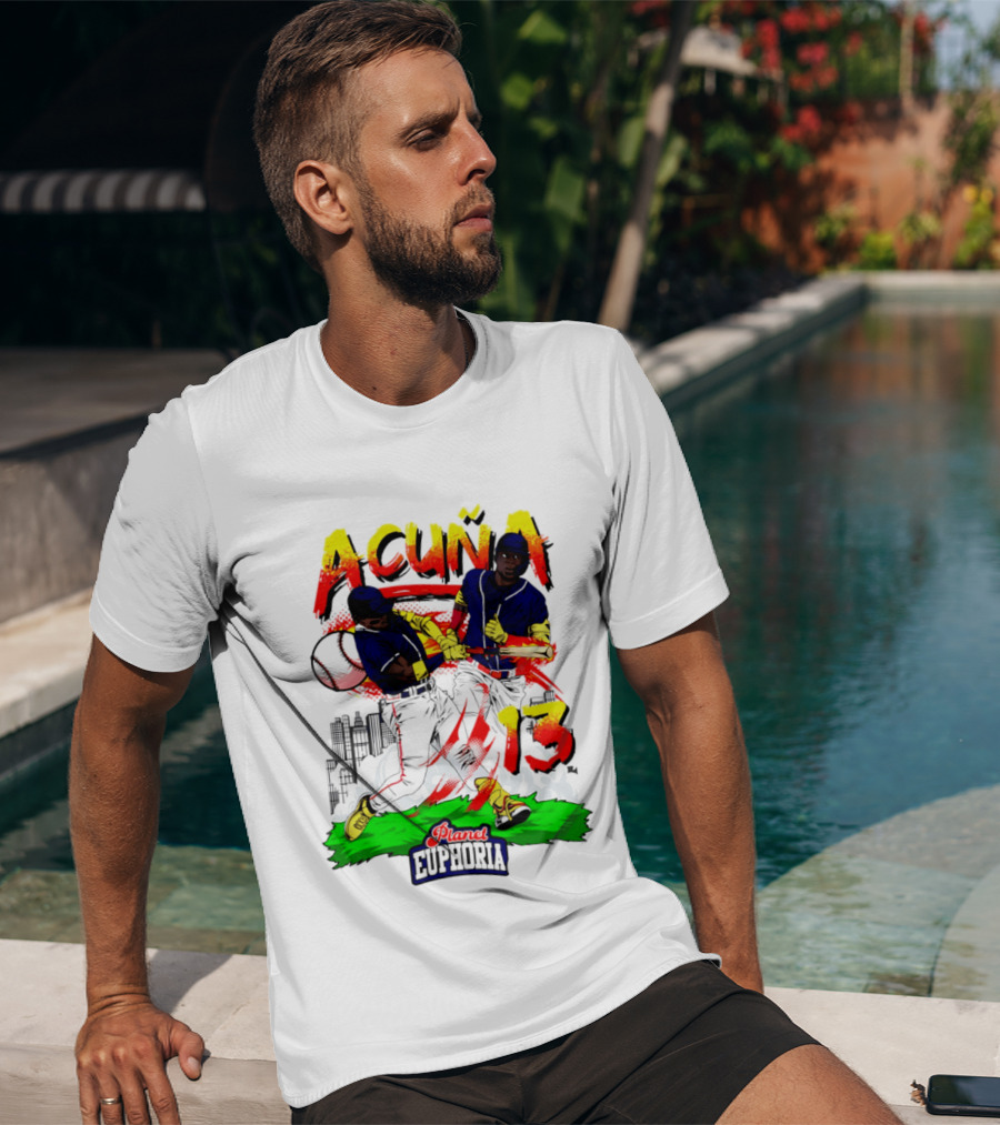 Acuna Euphoria Atlanta Braves 13 Hand Drawn T-Shirt