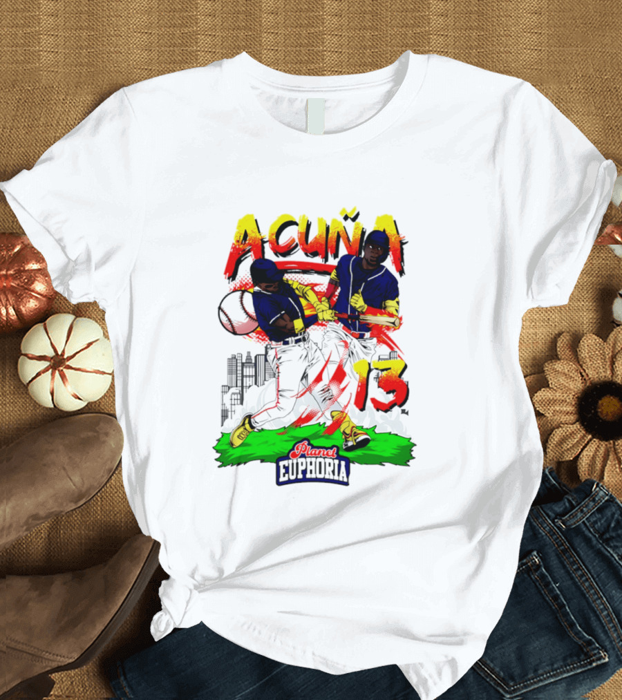 Acuna Euphoria Atlanta Braves 13 Hand Drawn T-Shirt