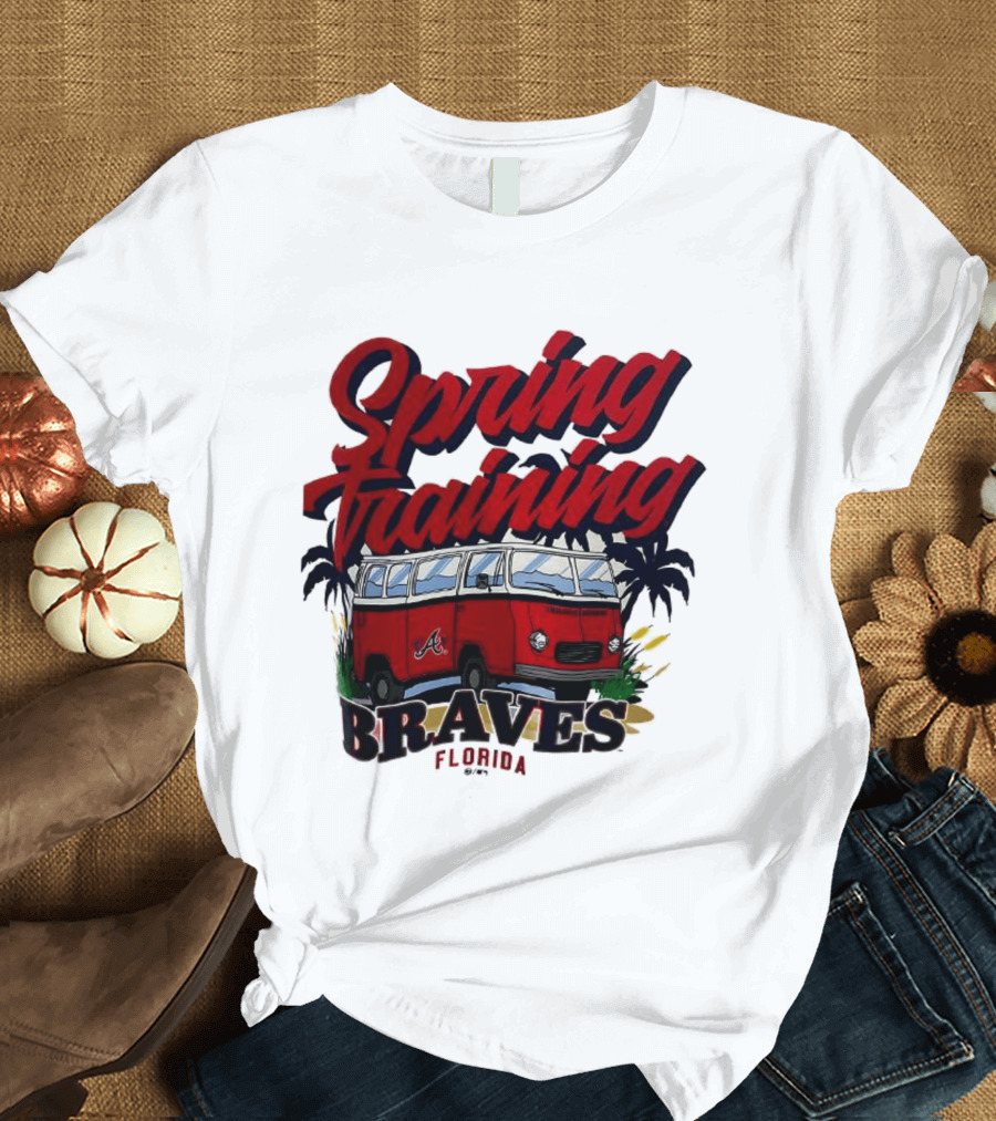 Spring Training Braves Florida Vintage VW Bus Palm Trees T-Shirt