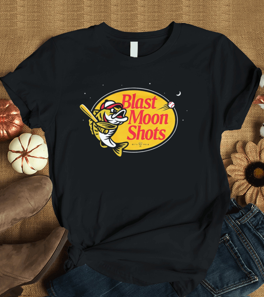 Blast Moon Shots Baseball Fish Swinging Bat T-Shirt