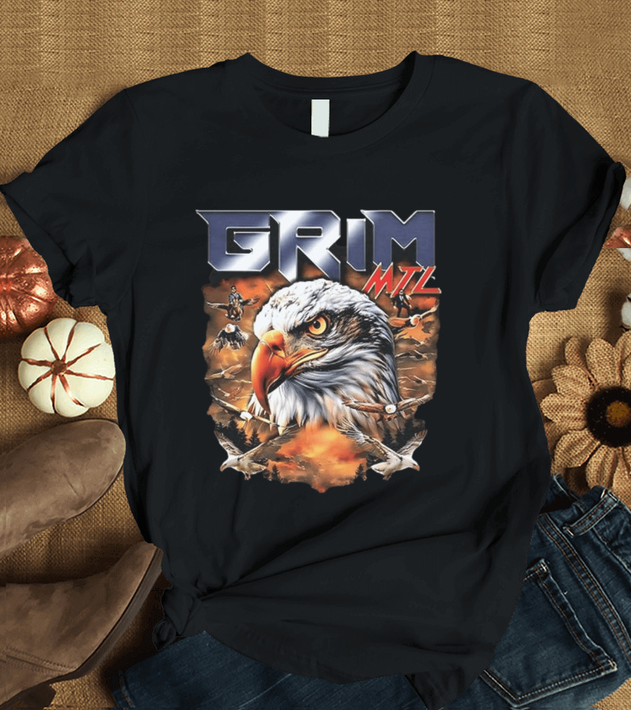 Grim MTL Bald Eagle Fierce Wildlife Scene T-Shirt