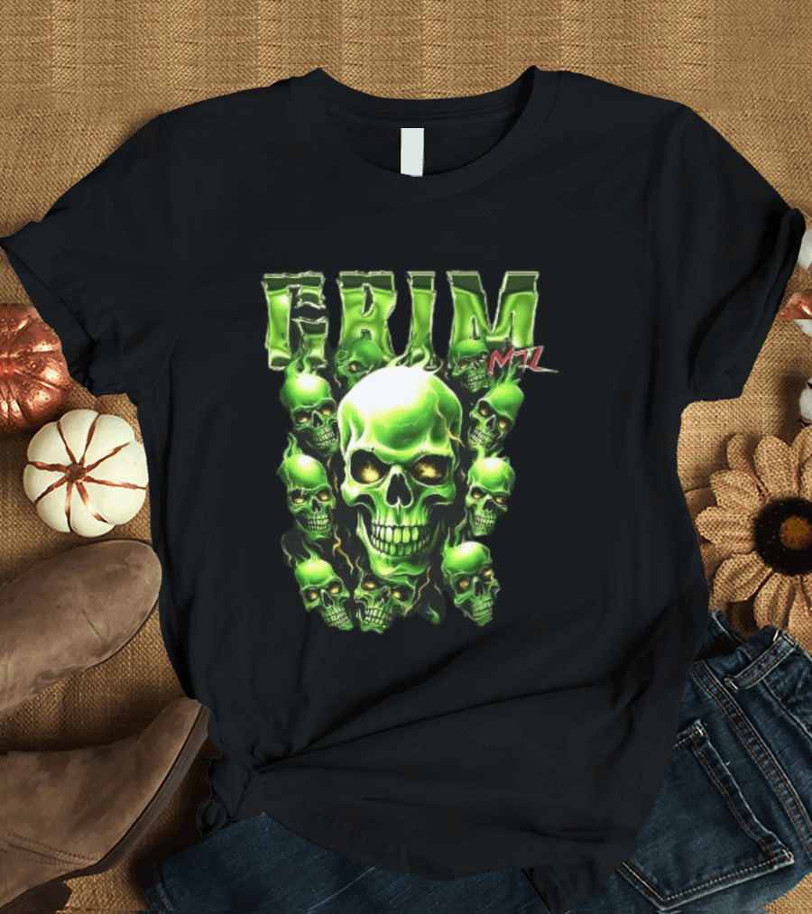 Grim MTL Green Skull Cluster Hommage To Juicy J T-Shirt