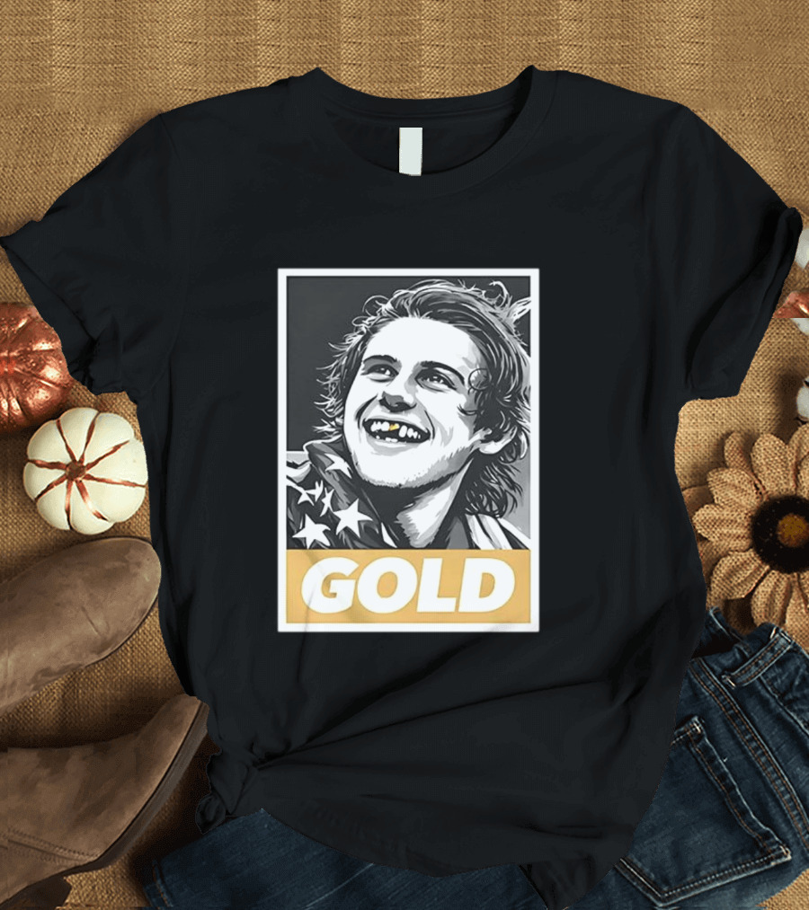 Jack Hughes Team USA 2026 Gold Hockey Smile Iconic Victory Celebration T-Shirt