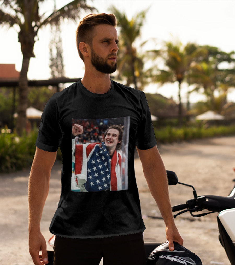 Jack Hughes USA Hockey Celebrates Gold Victory T-Shirt