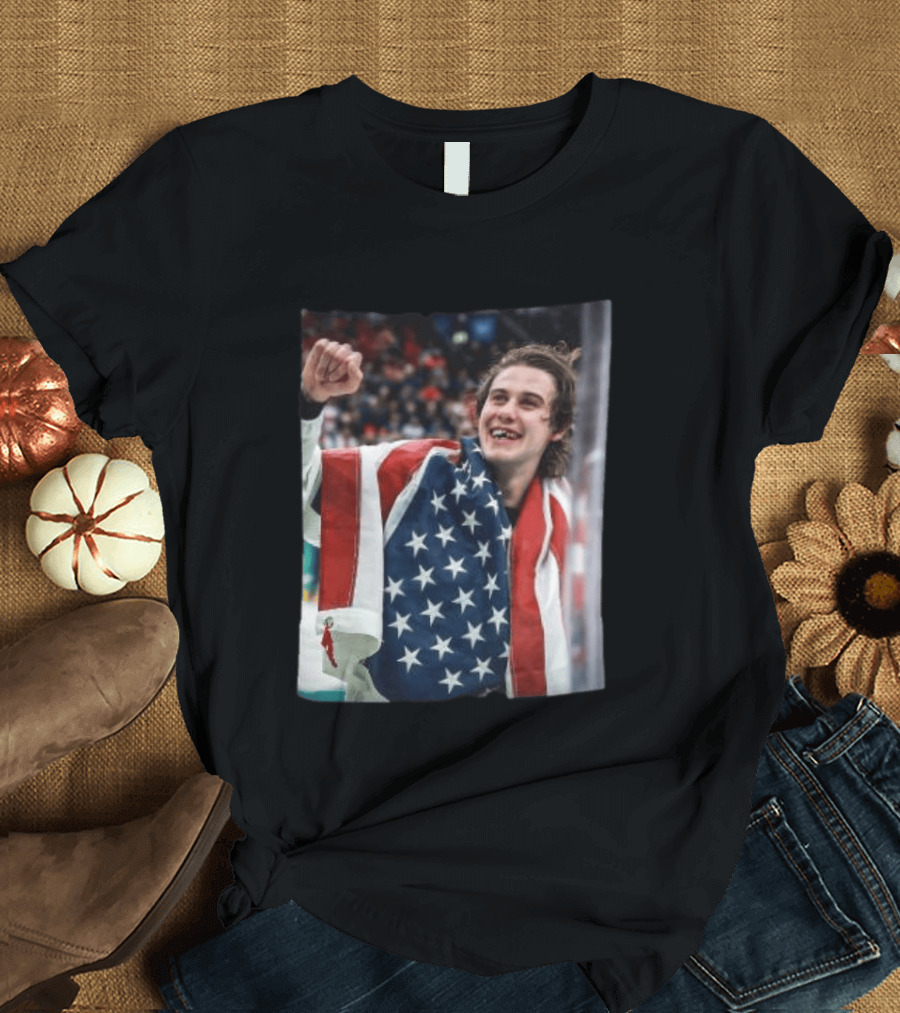 Jack Hughes USA Hockey Celebrates Gold Victory T-Shirt