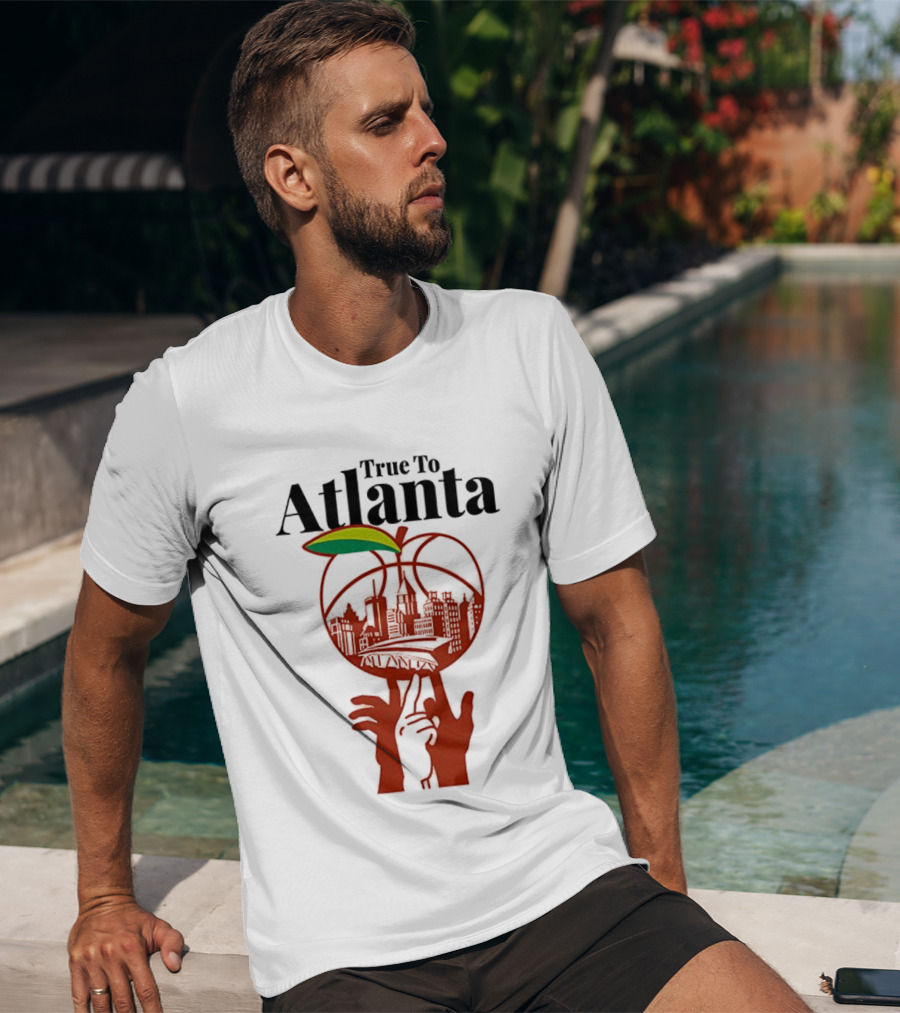 True To Atlanta City Skyline In Peach T-Shirt
