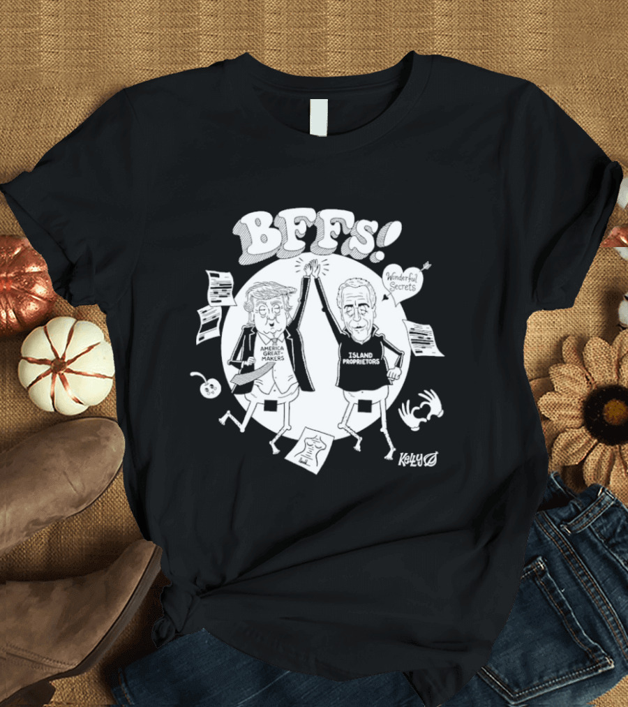 Trump America Great Makes And Jeffrey Epstein Island Proprietors BFFS! Kelly High Five Sketch T-Shirt