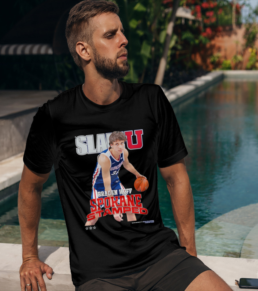 Braden Huff Gonzaga Bulldogs SlamU Spokane Stamped Basketball T-Shirt