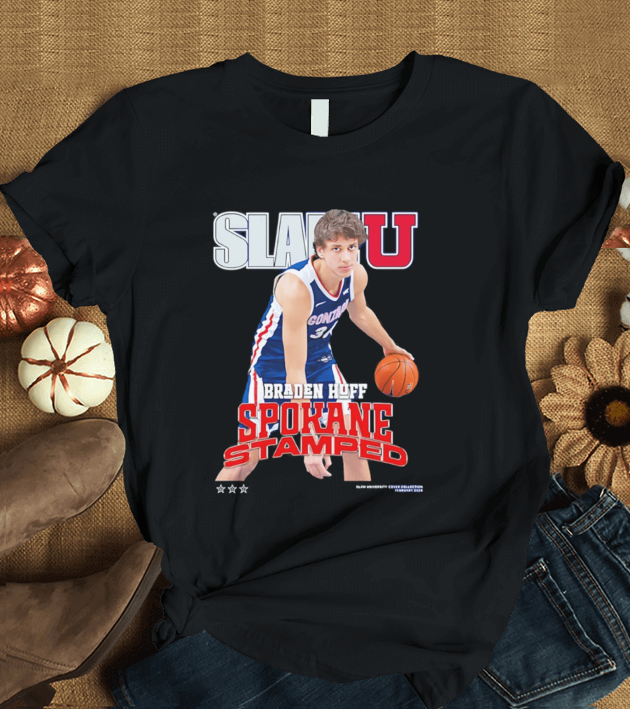 Braden Huff Gonzaga Bulldogs SlamU Spokane Stamped Basketball T-Shirt