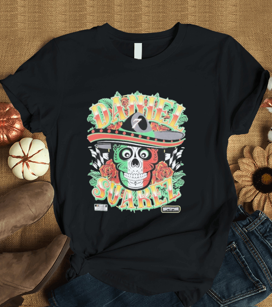 Daniel Suarez Sombrero Skull #7 Spire Motorsports NASCAR Cup Series T-Shirt