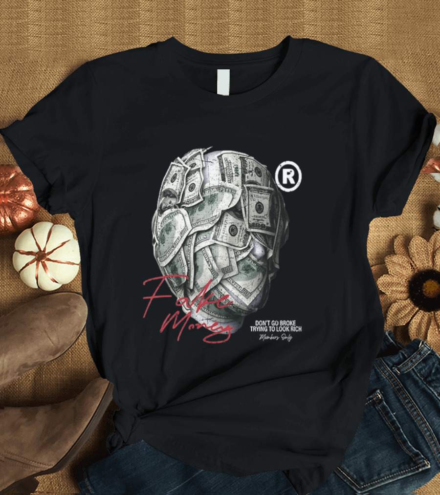 Fake Money Masked Head Members Only Rich Trademark T-Shirt
