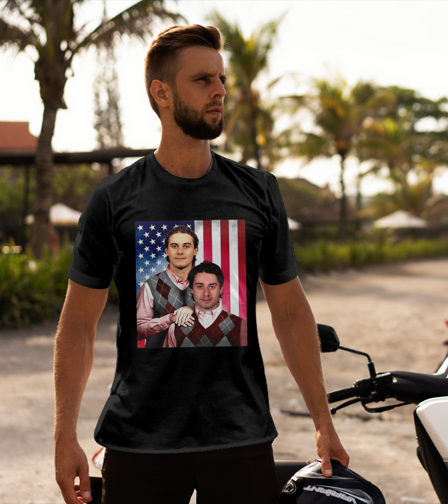 Jack Quinn Hughes USA Hockey Step Brothers American Flag T-Shirt