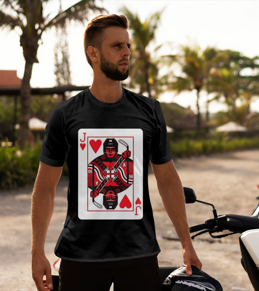 Jack Hughes Playing Card Hockey Jersey 86 Jack Of Hearts Ace T-Shirt