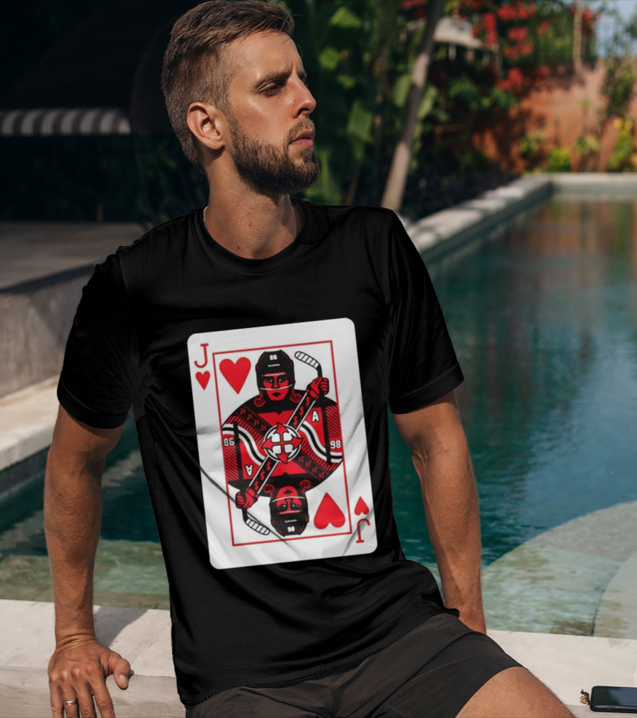 Jack Hughes Playing Card Hockey Jersey 86 Jack Of Hearts Ace T-Shirt