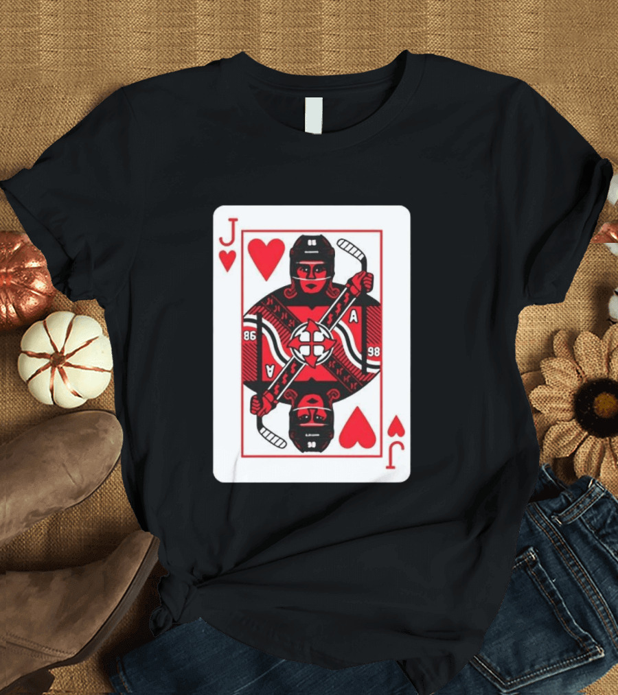 Jack Hughes Playing Card Hockey Jersey 86 Jack Of Hearts Ace T-Shirt