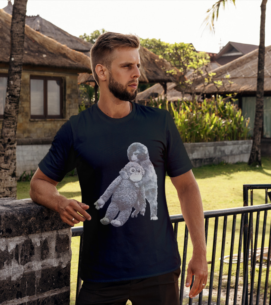 Punch Kun Monkey Plush Toy Hugging Scene T-Shirt