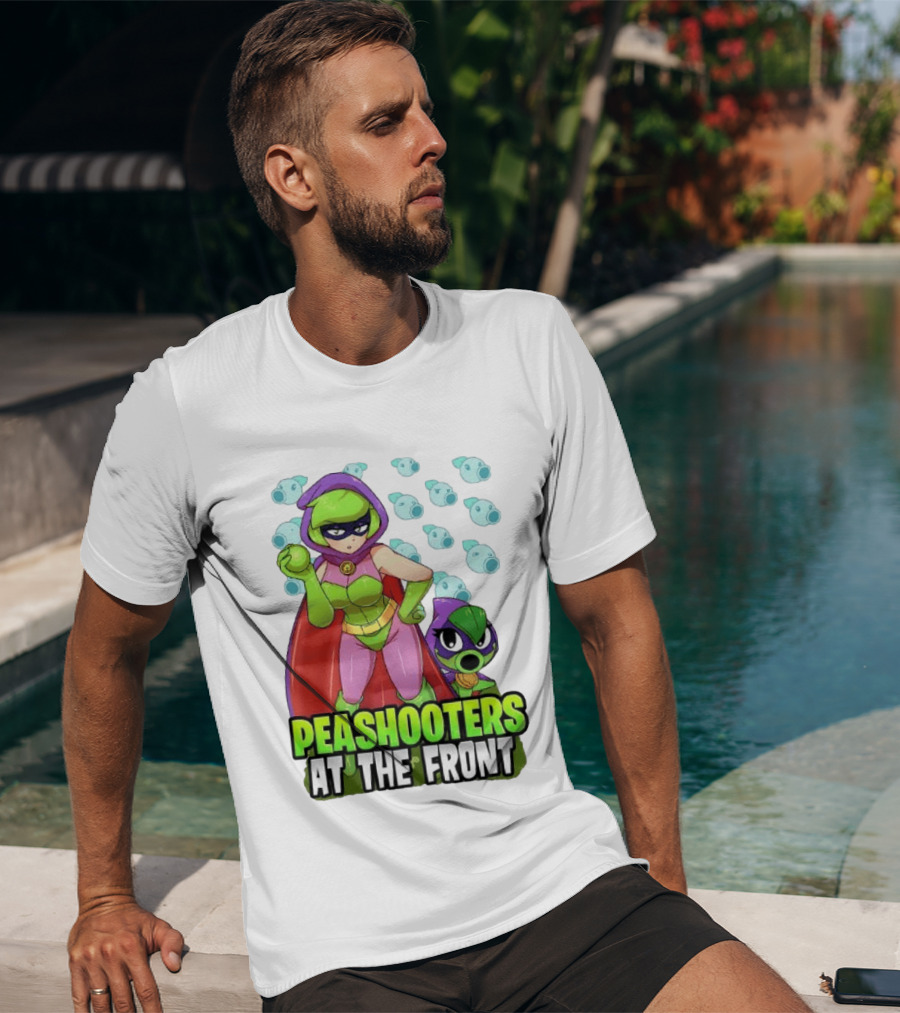 Peashooters At The Front Superhero Style Action Adventure T-Shirt