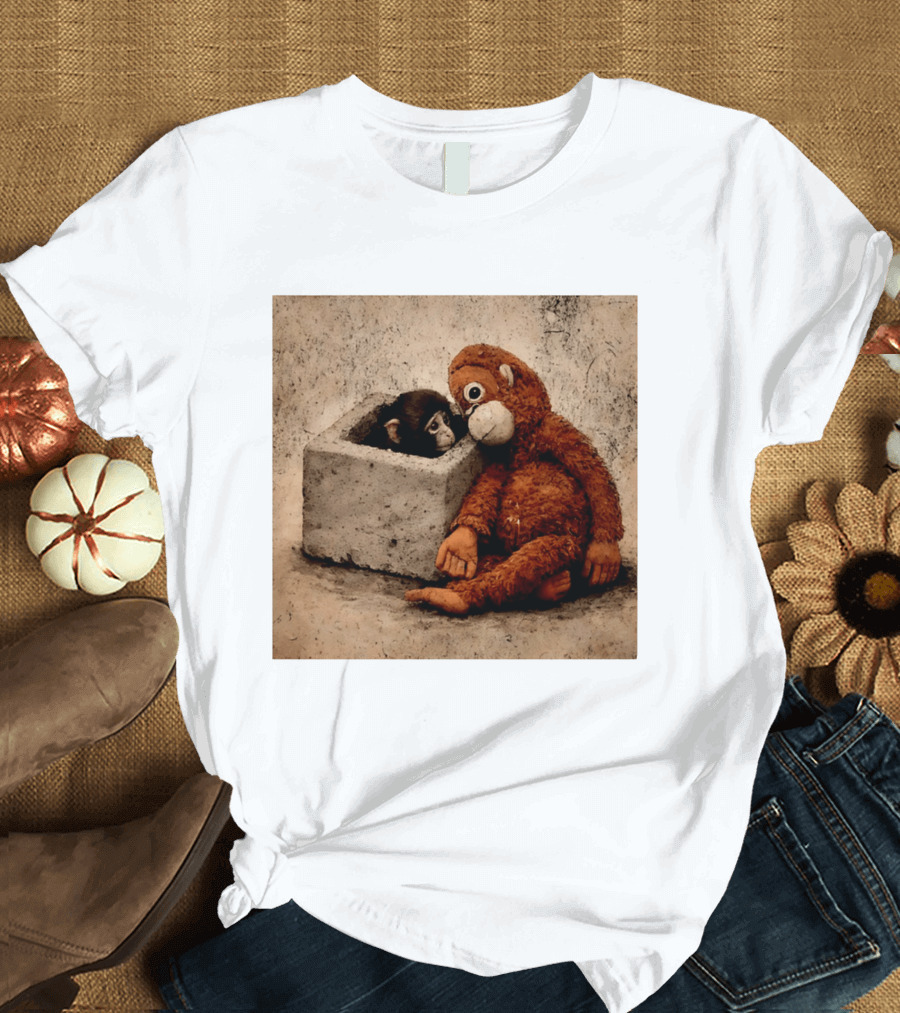 Punch Kun Punch The Monkey Cuddling Plush Toy Block Scene T-Shirt