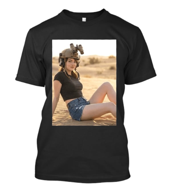 Emma Stone Desert Night Vision Helmet Adventure T-Shirt